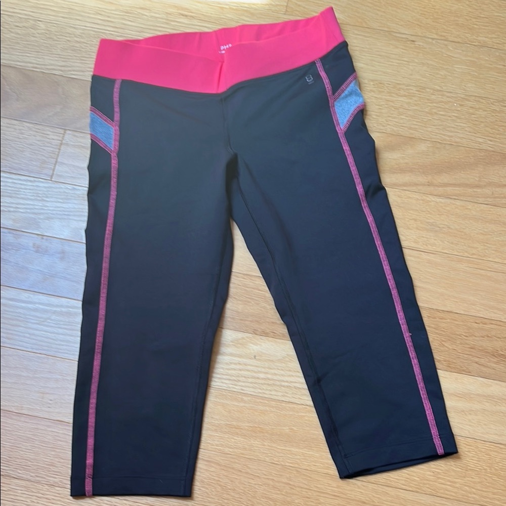 Black and Pink Athletic Cropped Pants